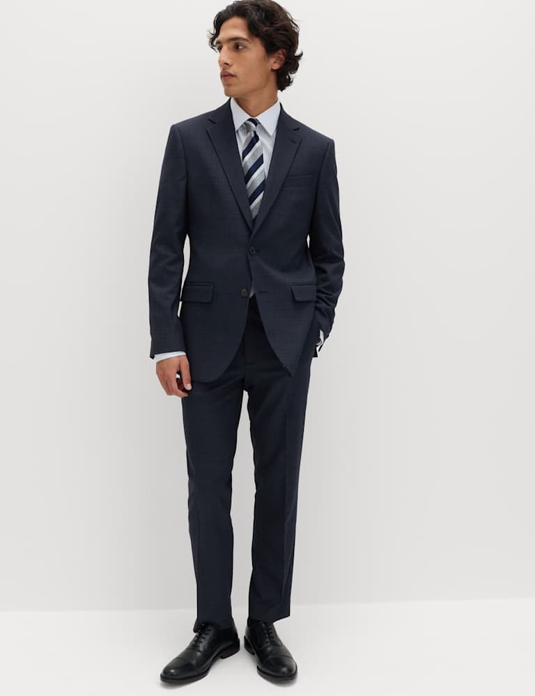 Regular Fit Textured Stretch Suit 1 of 6