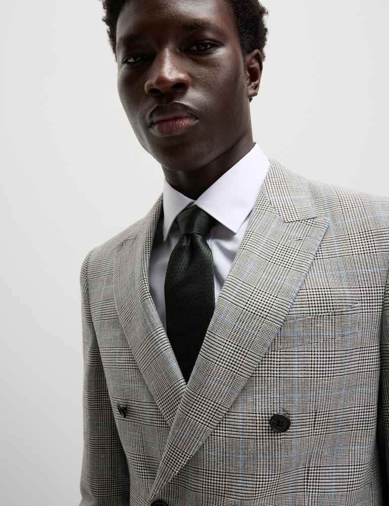 3 Piece Slim Fit Wool Blend Check Suit 6 of 6