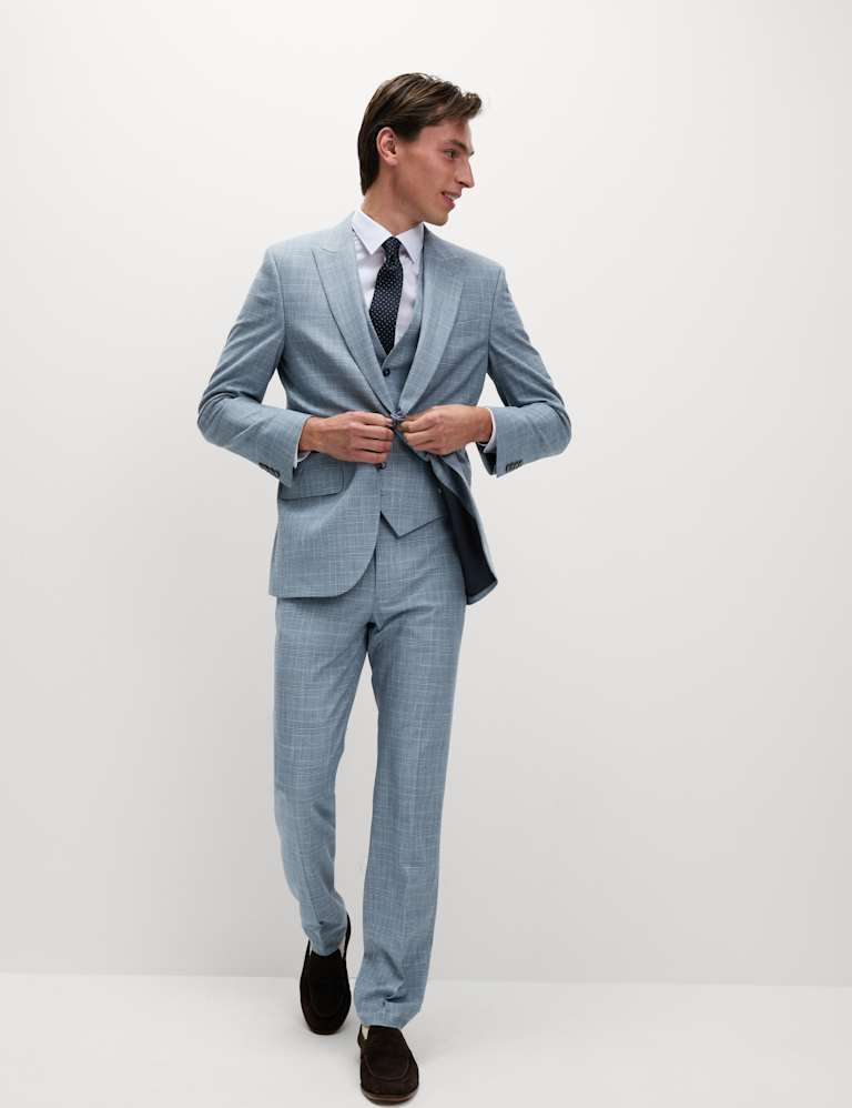 Regular Fit Linen Look Check Suit 2 of 6