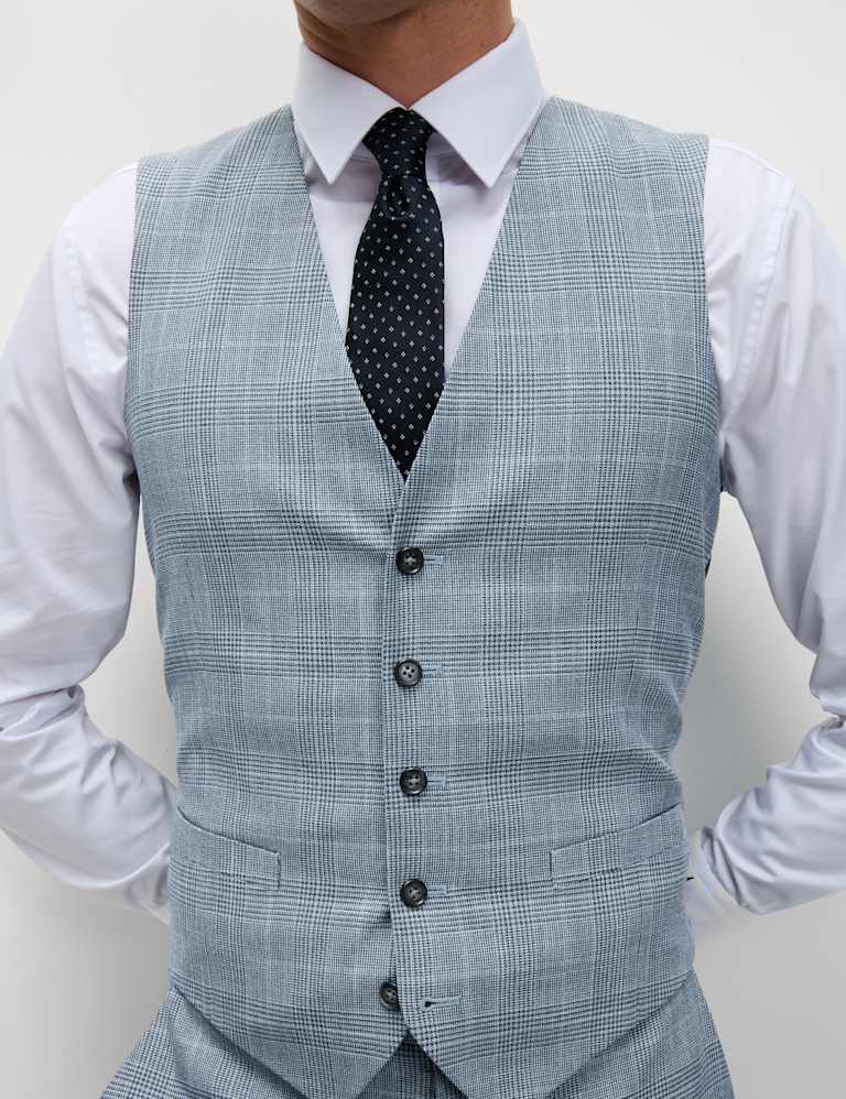 Regular Fit Linen Look Check Suit 6 of 6