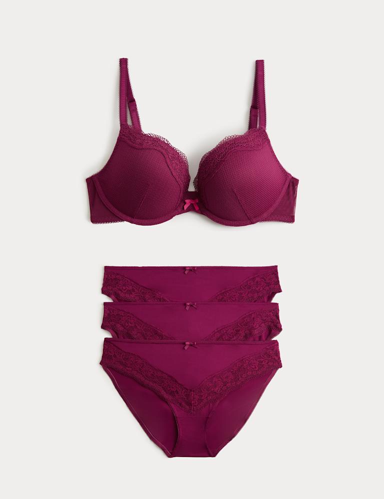 Jasmine Lace Wired Push Up Plunge Bra Set A-E 2 of 6