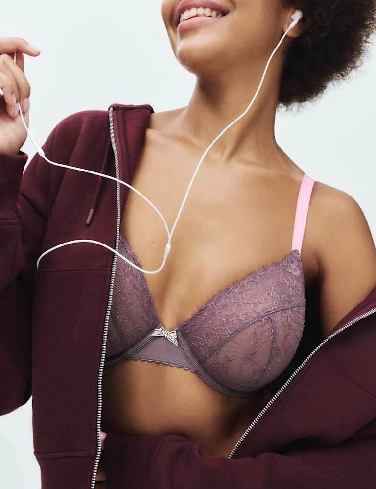 Anna Lace Wired Plunge Bra Set F-H 3 of 6