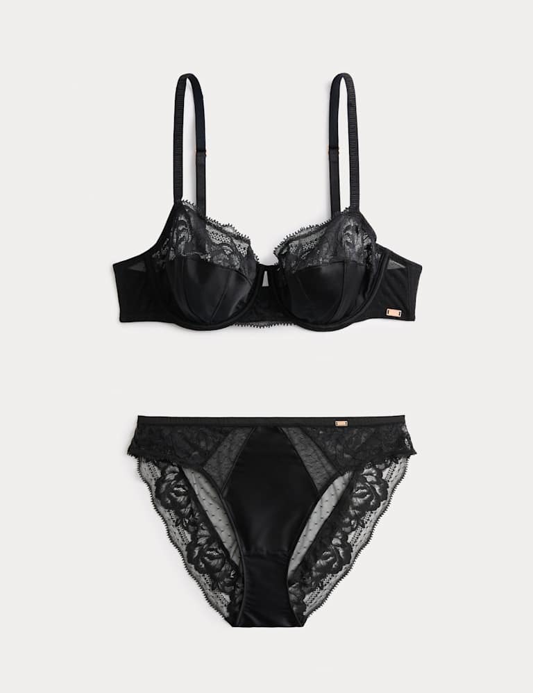 Silk & Lace Wired Balcony Bra Set 2 of 6