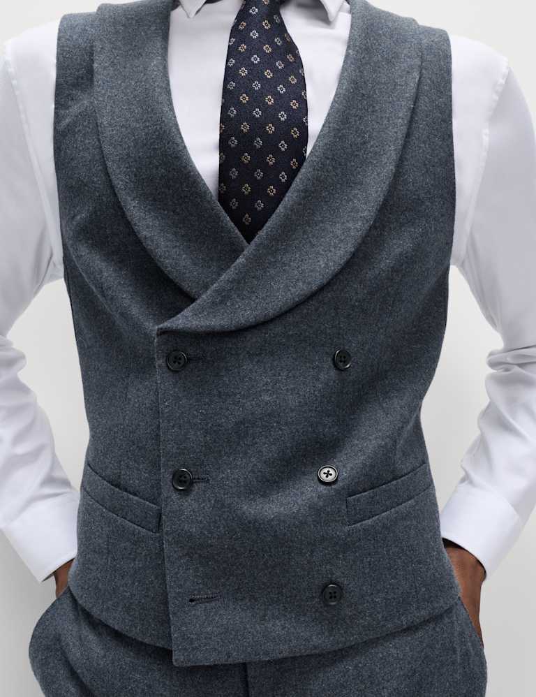 3 Piece Tailored Fit Wool Rich Tweed Double Breasted Suit 3 of 6