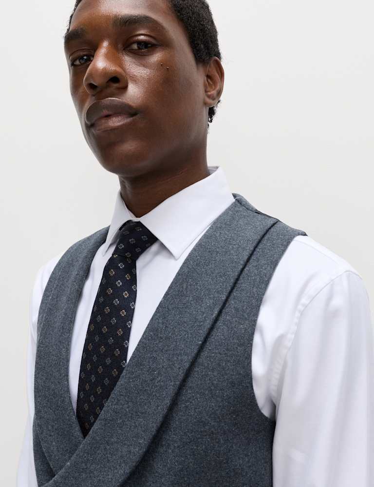 3 Piece Tailored Fit Wool Rich Tweed Double Breasted Suit 5 of 6