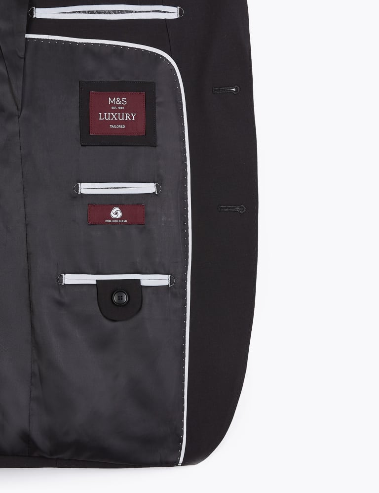 Black Tailored Fit Wool 3 Piece Suit 7 of 8