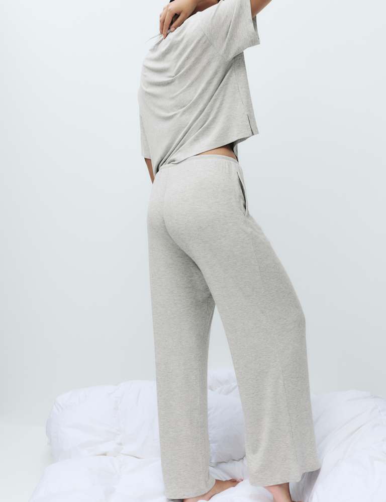 Modal Rich Ribbed Pyjama Top Set 6 of 6