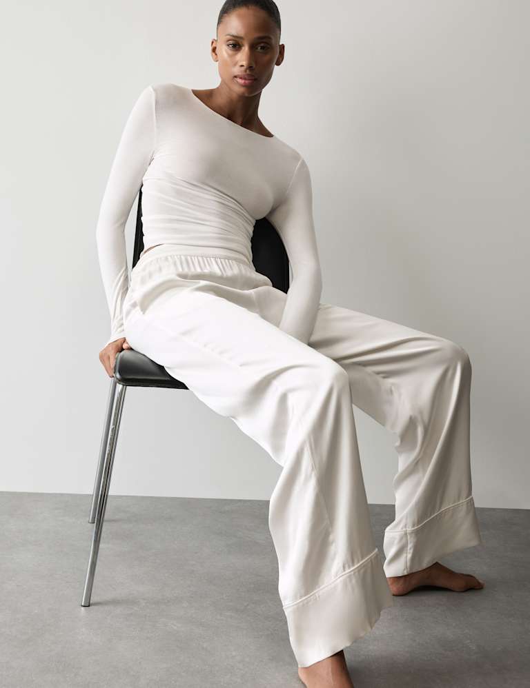 Sheer Pyjama Top with Cashmere & Bottom Set 1 of 6