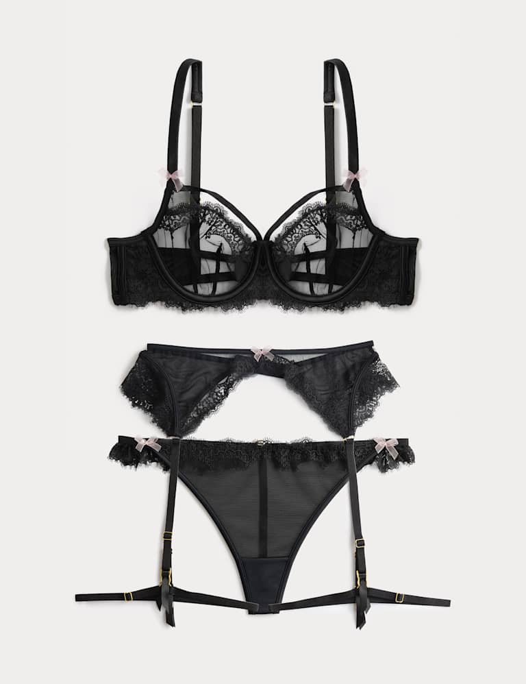 Magda Embroidery Wired Balcony Bra & Suspender Set A-E 2 of 6