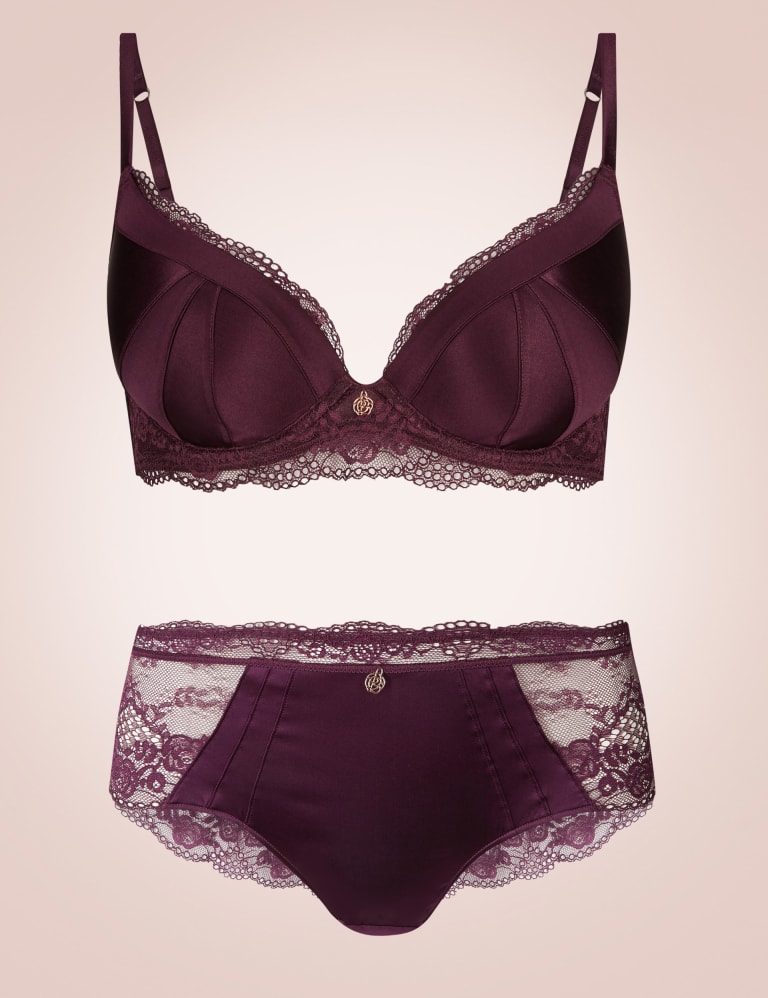 Silk & Lace Set with Padded Plunge A-E 2 of 6