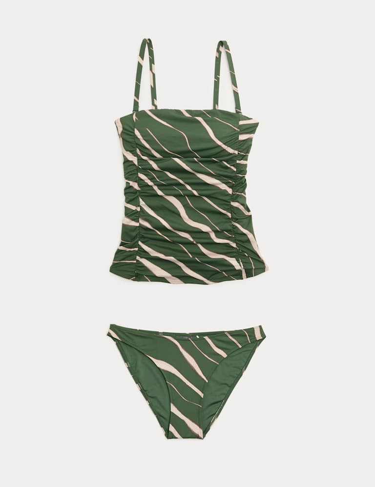 Tummy Control Printed Ruched Tankini Set 2 of 6