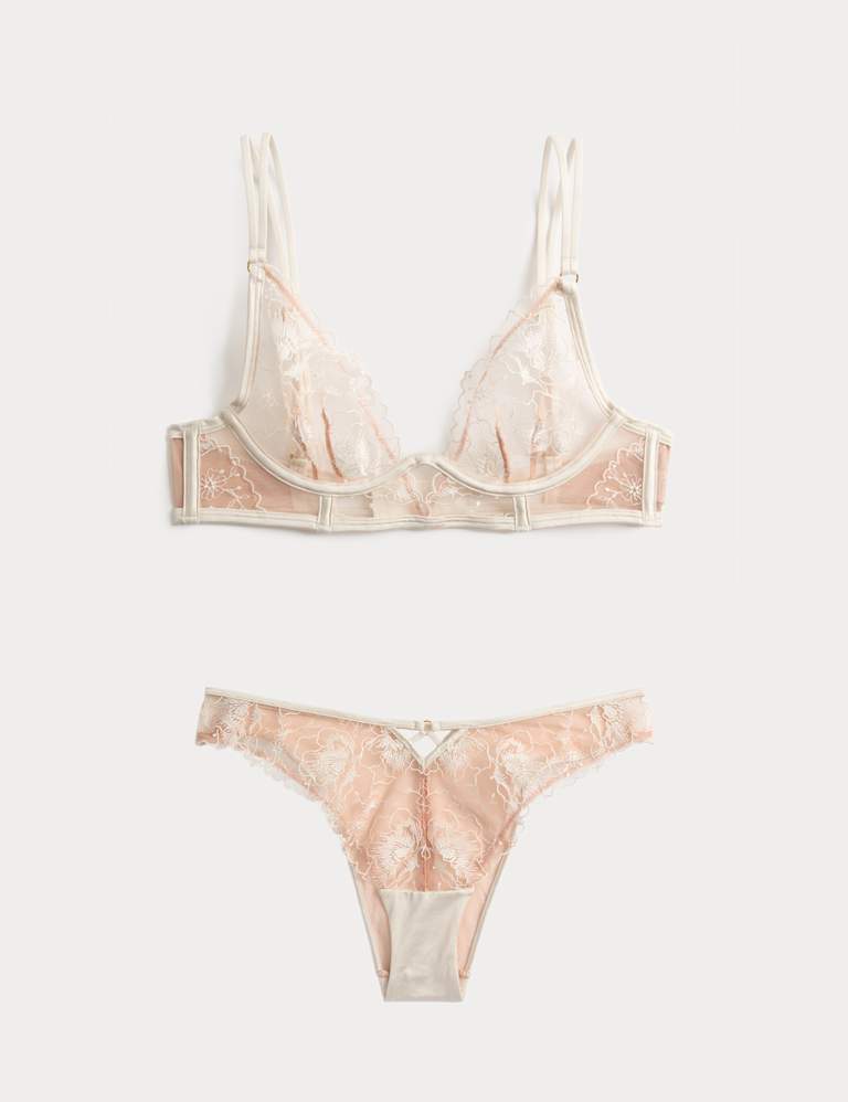 Arianna Embroidery Wired Longline Plunge Bra Set A-E 2 of 6