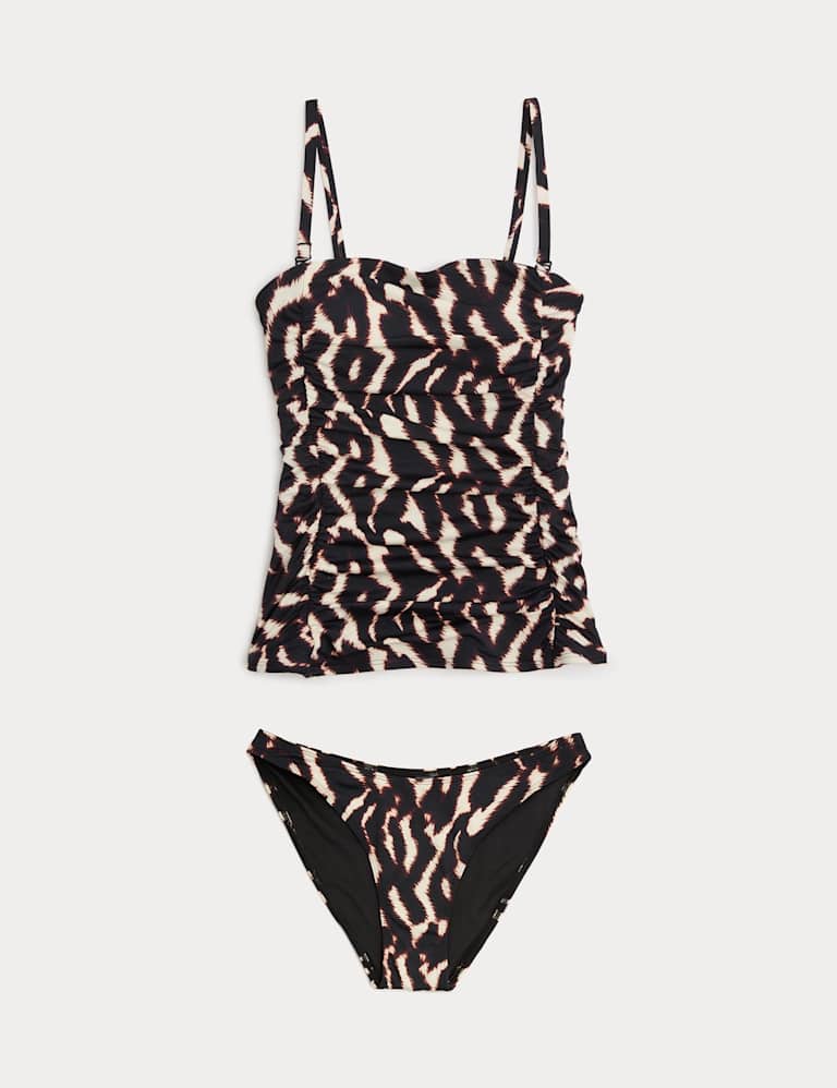 Tummy Control Printed Ruched Tankini Set 2 of 6
