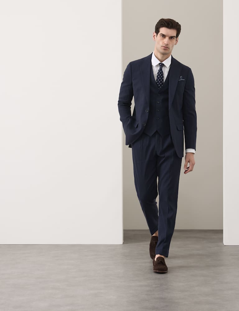 3 Piece Tailored Fit Italian Performance Linen Blend Suit 1 of 6
