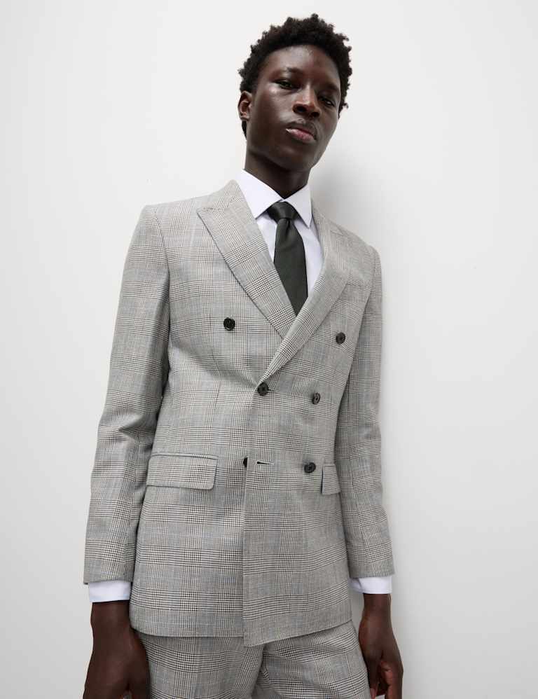 2 Piece Slim Fit Wool Blend Check Suit 1 of 6