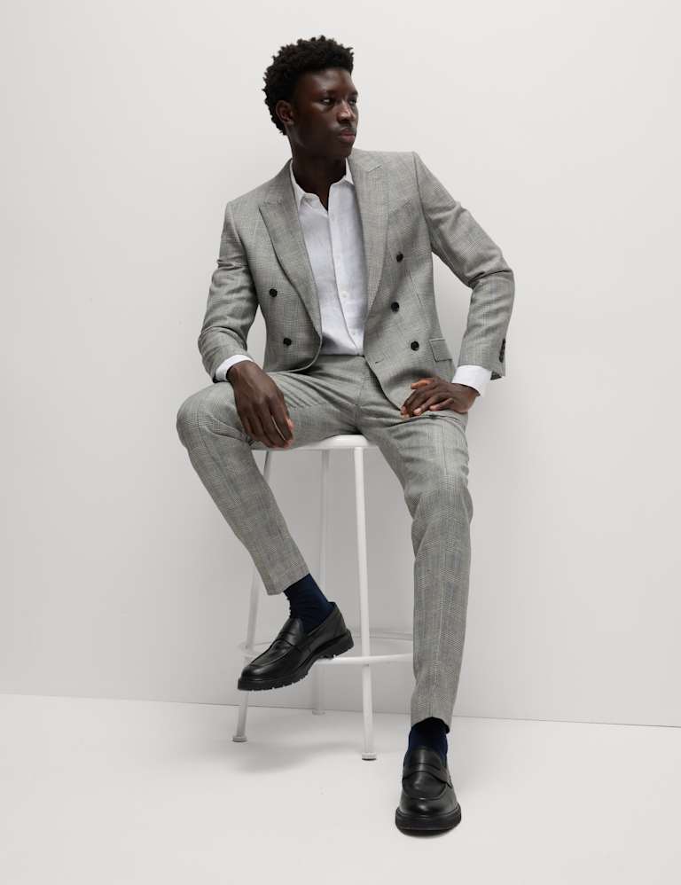 2 Piece Slim Fit Wool Blend Check Suit 2 of 6