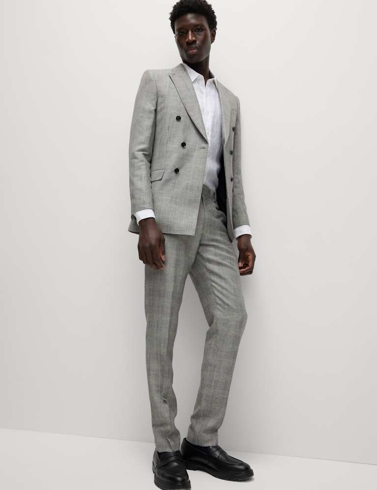 Slim Fit Wool Blend Check Suit 6 of 6