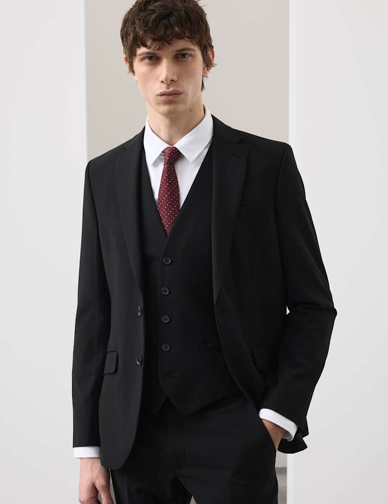 3 Piece Slim Fit Wool Blend Stretch Suit 1 of 6