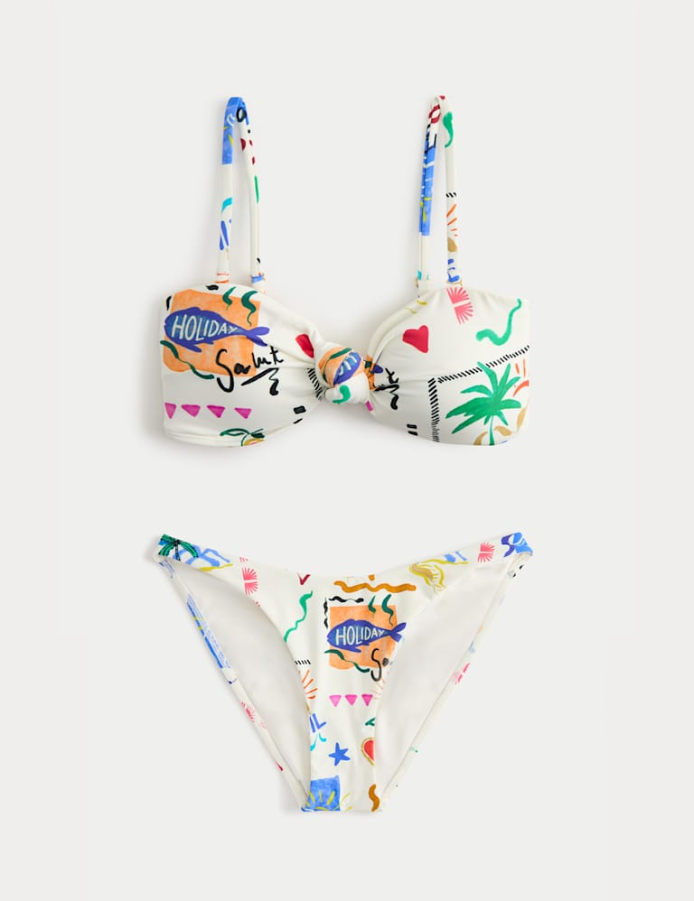 Printed Padded Bandeau Bikini Set 2 of 6