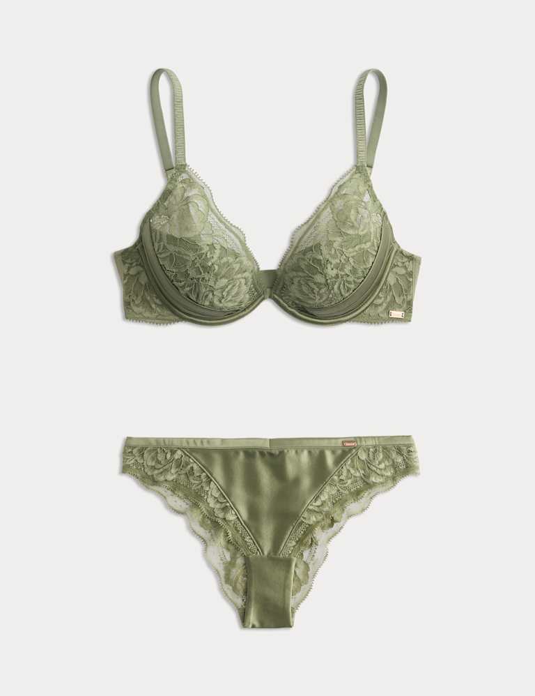 Silk & Lace Wired Plunge Bra Set A-E 2 of 6