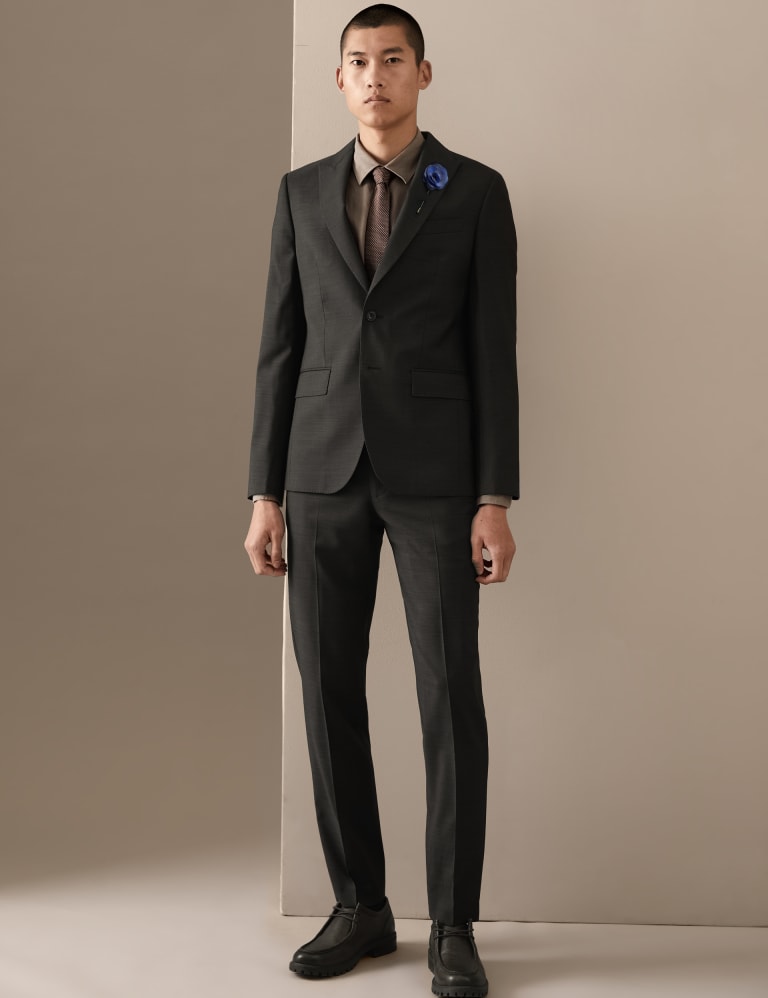 Tailored Fit Pure Wool Textured Suit 1 of 7