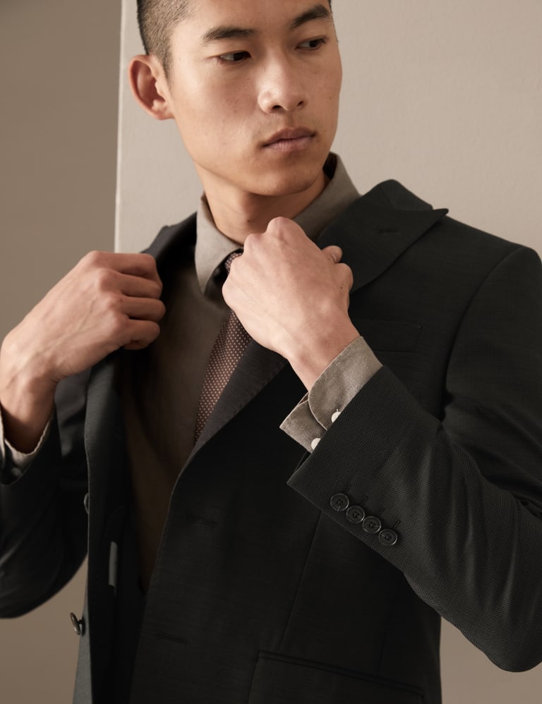 Tailored Fit Pure Wool Textured Suit 7 of 7