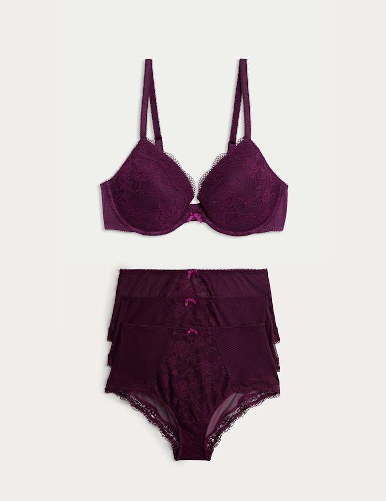 Jasmine Lace Wired Plunge Bra Set A-E 2 of 6