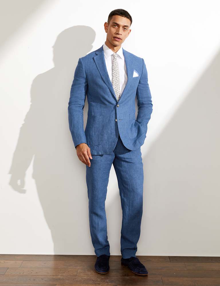 Tailored Fit Pure Linen Chambray 2 Piece Suit 1 of 7