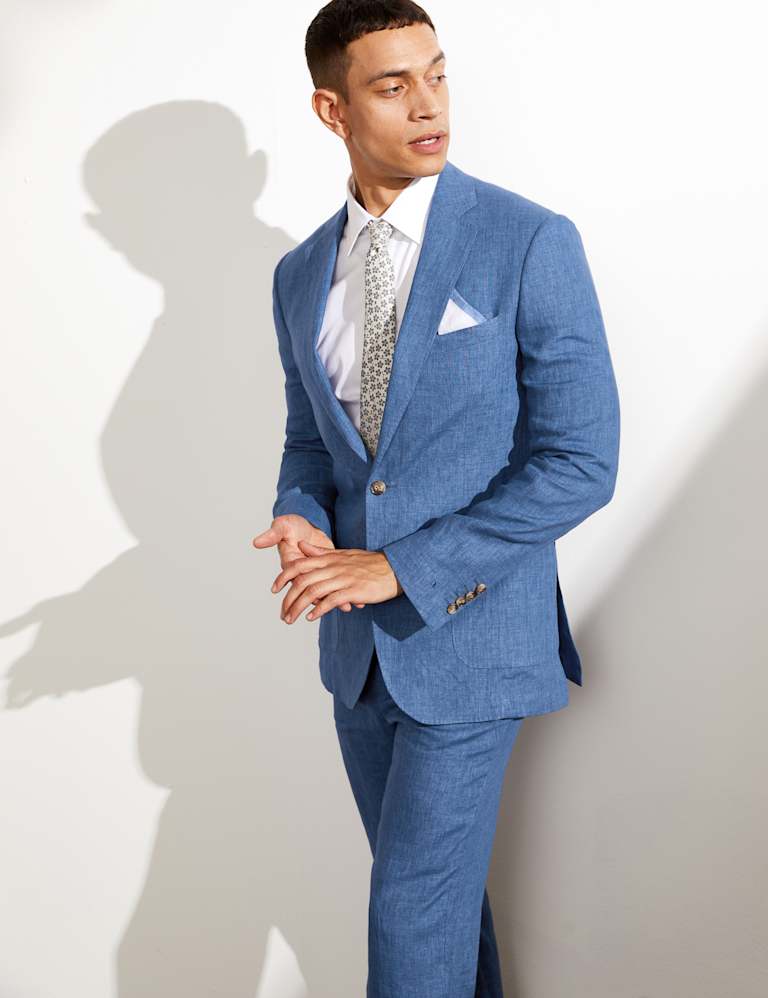 Tailored Fit Pure Linen Chambray 2 Piece Suit 2 of 7