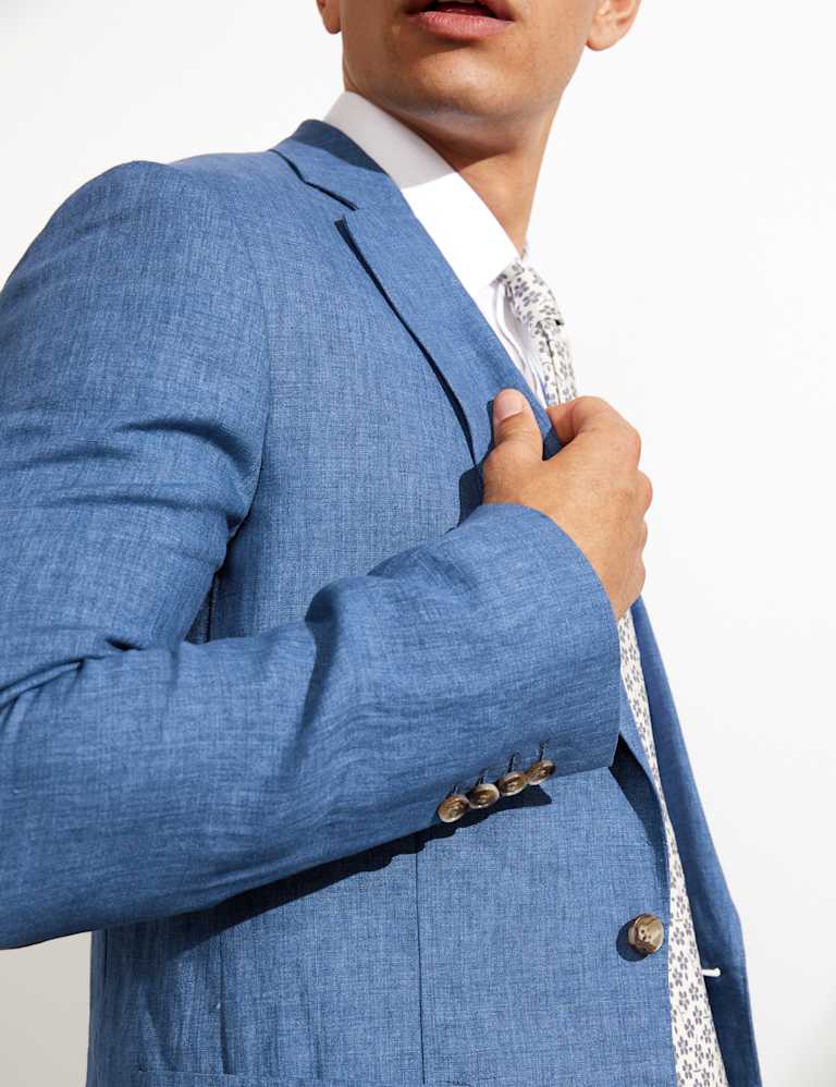 Tailored Fit Pure Linen Chambray 2 Piece Suit 6 of 7