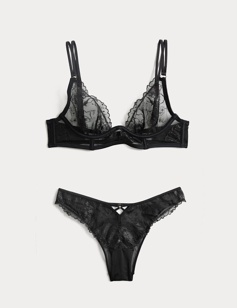 Arianna Embroidery Wired Longline Plunge Bra Set A-E 2 of 6