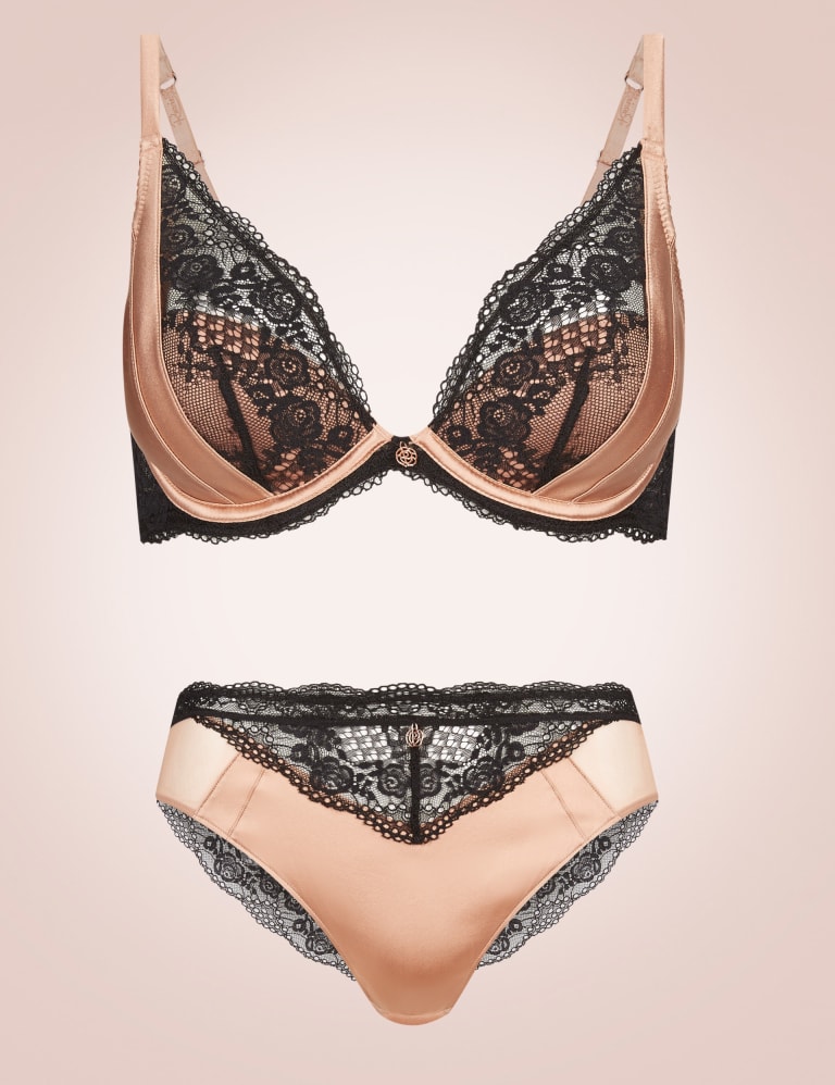 Silk & Lace Set with Padded Beau Plunge A-E 2 of 6