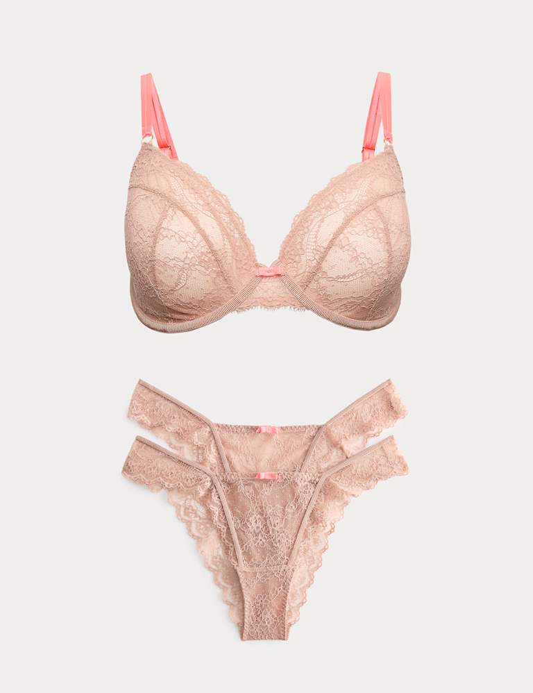 Ida Lace Wired Plunge Bra Set F-H 2 of 6