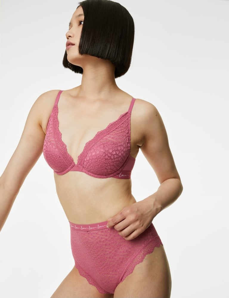 3pk Lace Trim Wired Plunge Bras Sets A-E 1 of 1