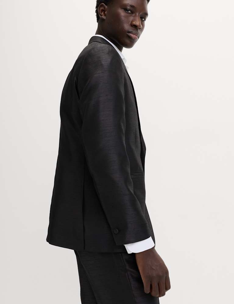 2 Piece Tailored Fit Textured Sheen Tuxedo Suit 3 of 6