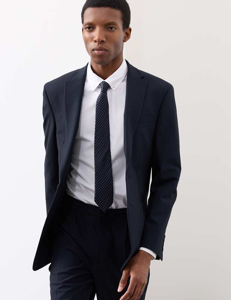 2 Piece Tailored Fit Wool Blend Performance Suit 1 of 6