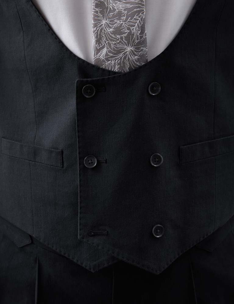 3 Piece Tailored Fit Italian Performance Linen Blend Double Breasted Suit 6 of 6