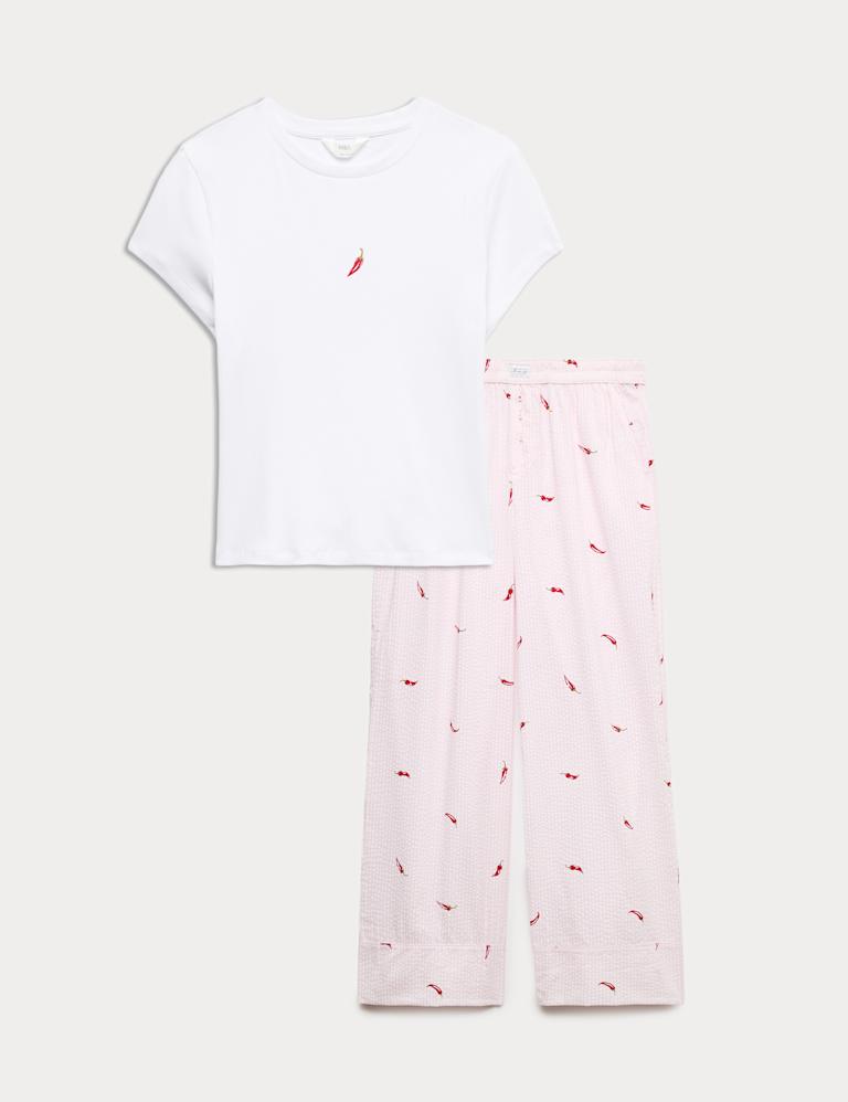 Cotton Modal Ribbed Pyjama T-Shirt Set 2 of 6