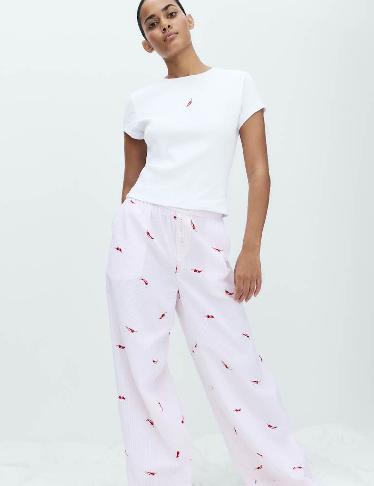 Cotton Modal Ribbed Pyjama T-Shirt Set 4 of 6