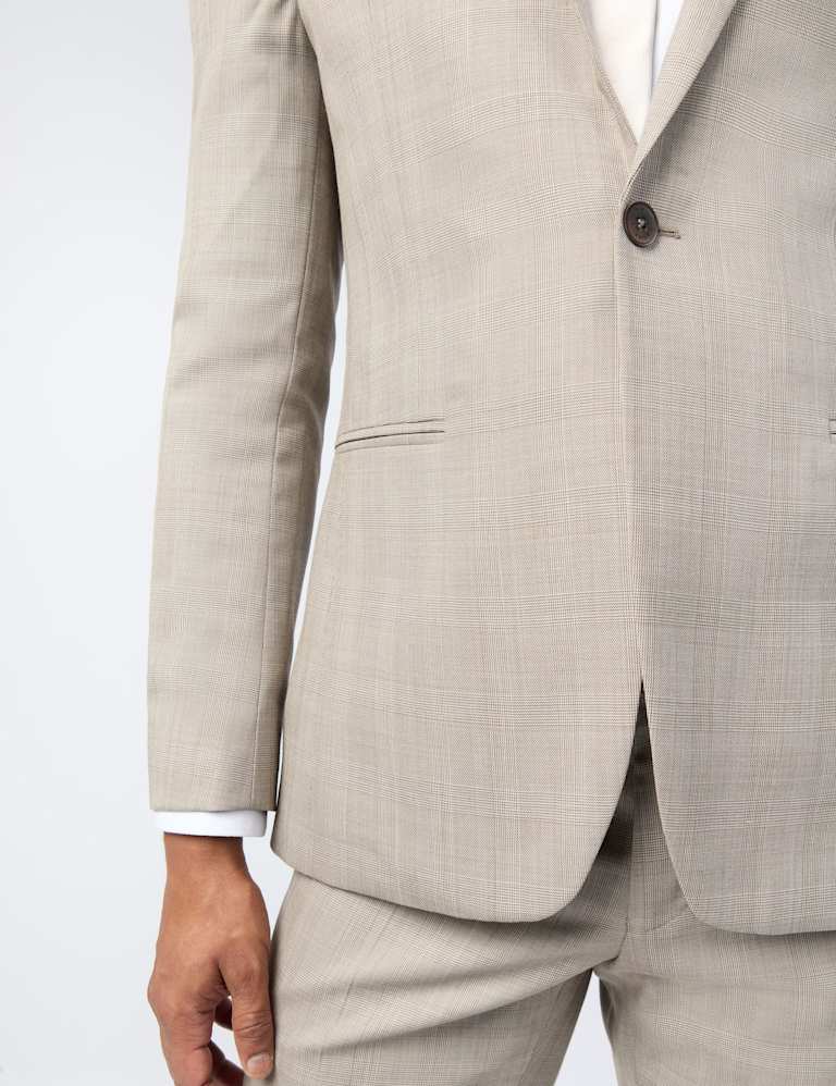 Slim Fit Wool Blend Check Suit 6 of 7