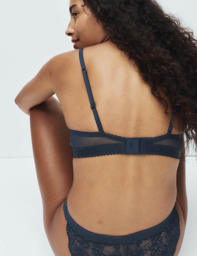 Cleo Sequin Lace Non Wired Plunge Bra Set 4 of 6