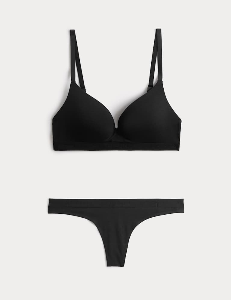 Lille Supima™ Cotton Non Wired Plunge Bra Set A-E 2 of 6