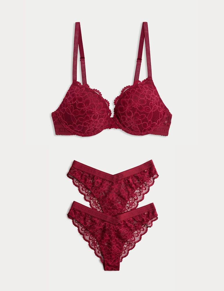 Cleo Lace Wired Push-Up Plunge Bra Set A-E 2 of 6