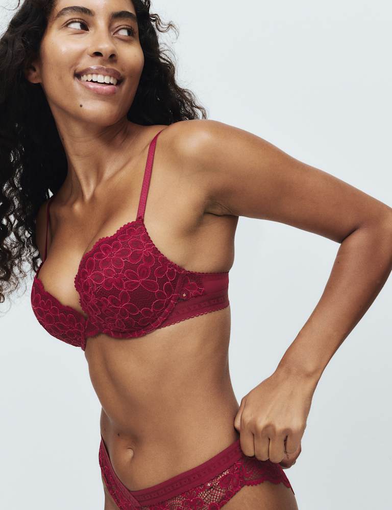 Cleo Lace Wired Push-Up Plunge Bra Set A-E 3 of 6