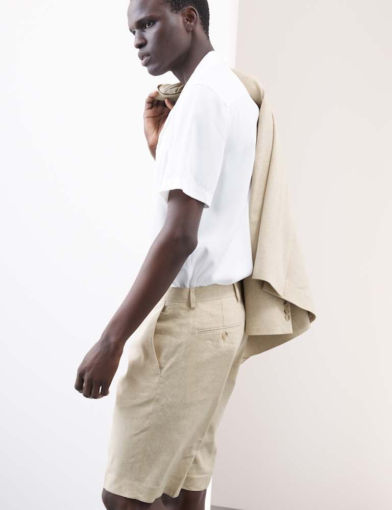 2 Piece Tailored Fit Italian Performance Linen Blend Double Breasted Suit 5 of 6