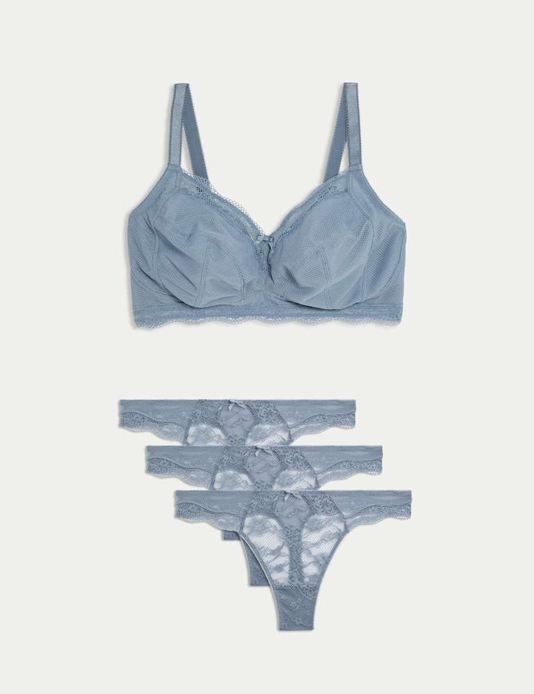 Jasmine Lace Trim Non Wired Bralette Set F+ 2 of 6