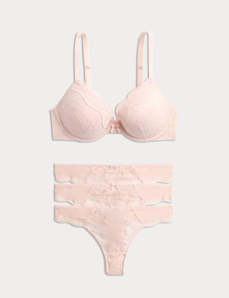 Jasmine Lace Wired Plunge Bra Set A-E 2 of 6