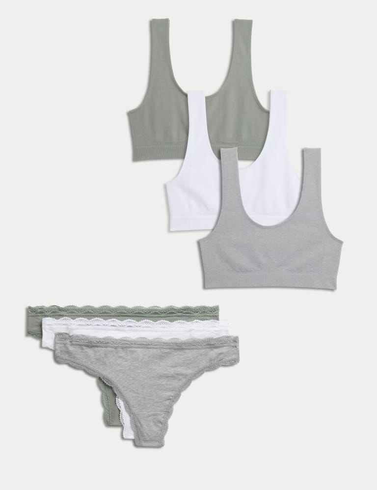 3pk Seamless Non Wired Crop Top Set 2 of 6