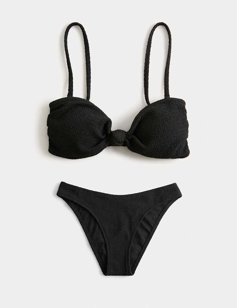 Textured Knot Front Bandeau Bikini Set 2 of 6