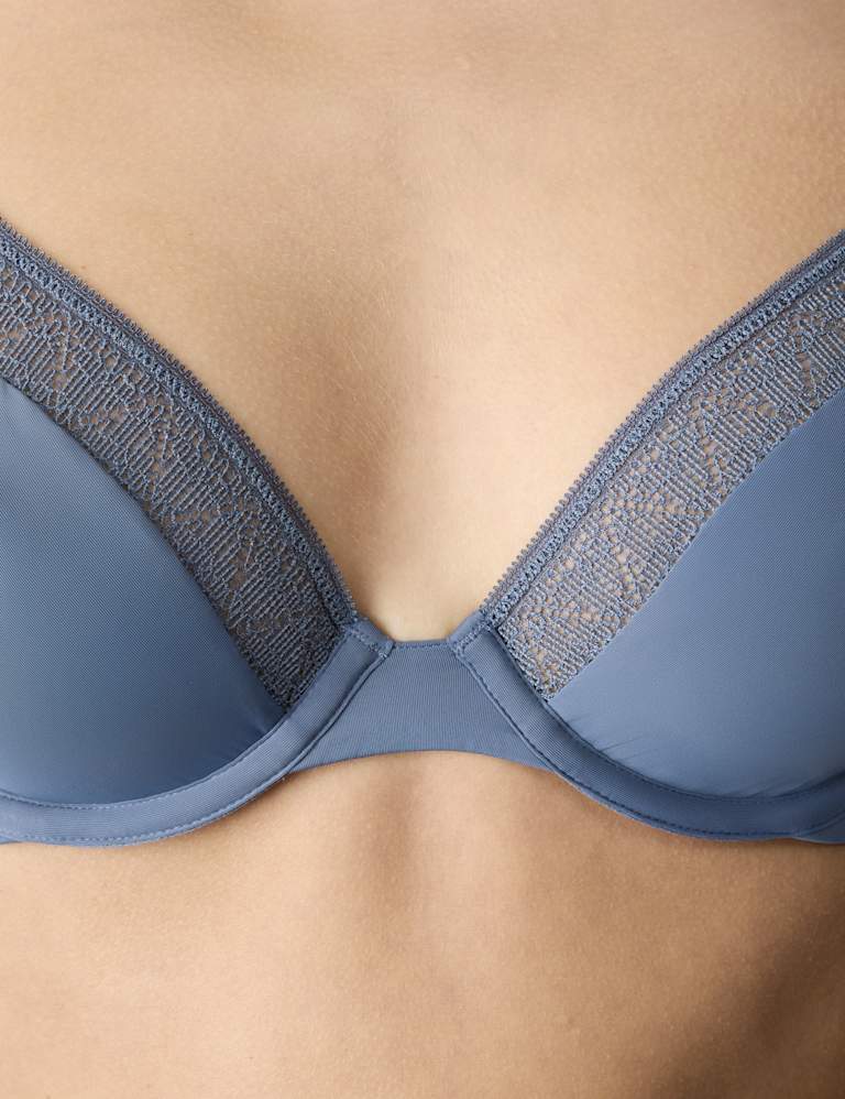Boston Microfibre Lace Trim Wired Plunge Bra Set 3 of 6